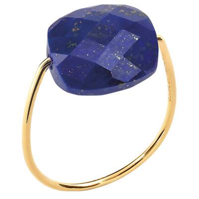 18K Yellow Gold & Cushion Lapis Lazuli Ring - Morganne Bello