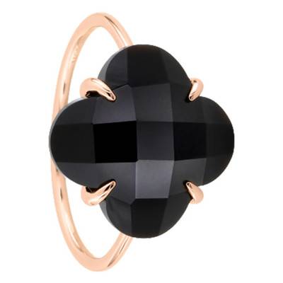 Bague Victoria Onyx Noire & Or Rose - Morganne Bello