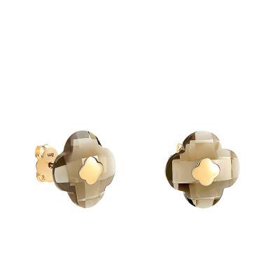 Puce d'Oreilles Or Jaune 750 Quartz Fumé - Morganne Bello