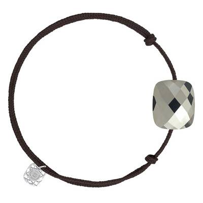 Bracelet Cordon Chocolat Coussin Oversize Pyrite - Morganne Bello