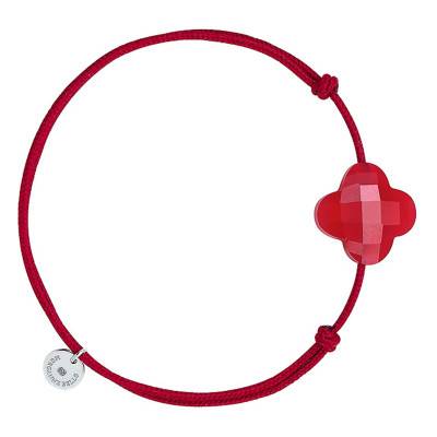 Red Cord Red Quartz Clover Bracelet, Adjustable - Morganne Bello