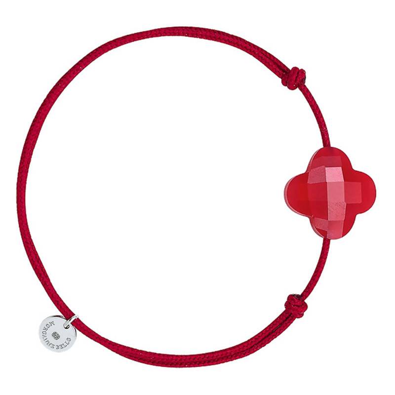 Red Cord Red Quartz Clover Bracelet, Adjustable - Morganne Bello