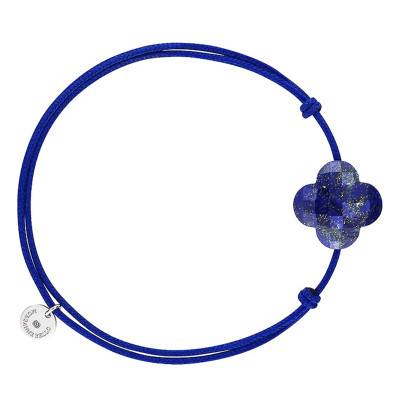 Bracelet Cordon Bleu Roi Trèfle Lapis Lazuli, Longueur ajustable - Morganne Bello