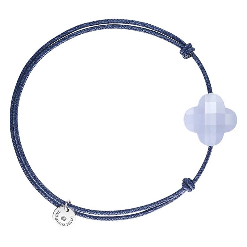 Denim Blue Clover Lace Blue Agate Cord Bracelet, Adjustable - Morganne Bello