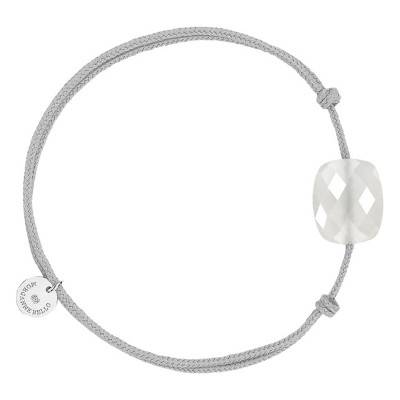 Gray Cord & White Moonstone Cushion Bracelet - Morganne Bello