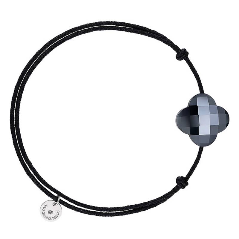 Black Cord Clover Hematite Bracelet, Adjustable - Morganne Bello