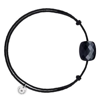 Bracelet Cordon Noir Coussin Onyx - Morganne Bello