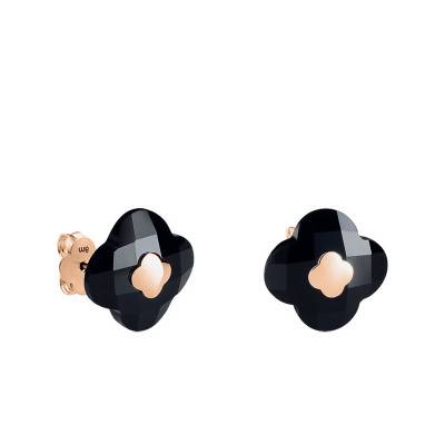 Puces d'Oreilles Or Rose Onyx - Morganne Bello