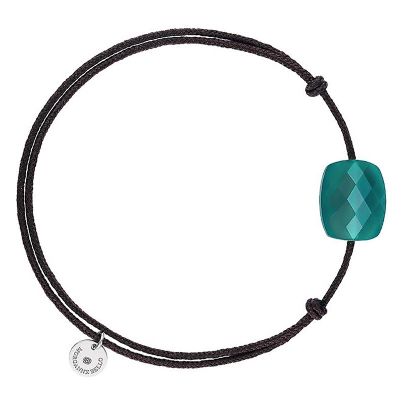 Chocolate Cord Green Agate Cushion Bracelet - Morganne Bello