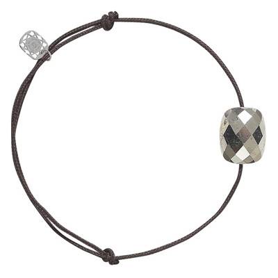 Chocolate Cord Cushion Pyrite Bracelet - Morganne Bello