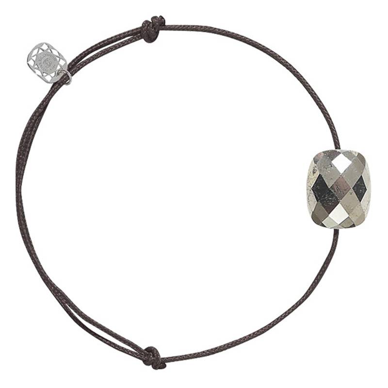 Chocolate Cord Cushion Pyrite Bracelet - Morganne Bello