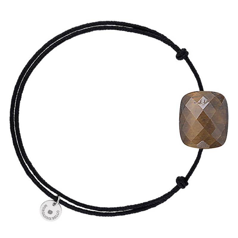Adjustable Black Cord & Honey Cushion Tiger's Eye Bracelet - Morganne Bello