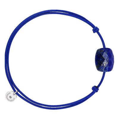 Bracelet Cordon Bleu Roi Coussin Lapis Lazuli, Ajustable - Morganne Bello