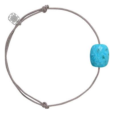 Taupe Cord & Turquoise Cushion Bracelet, Adjustable - Morganne Bello