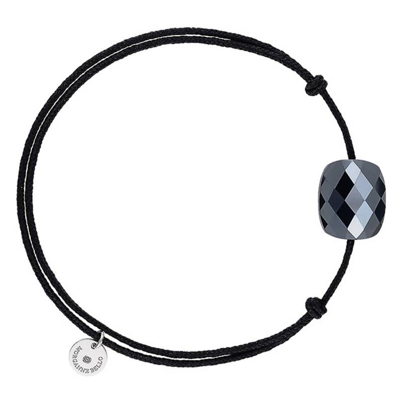 Adjustable Black Cord & Cushion Hematite Bracelet - Morganne Bello