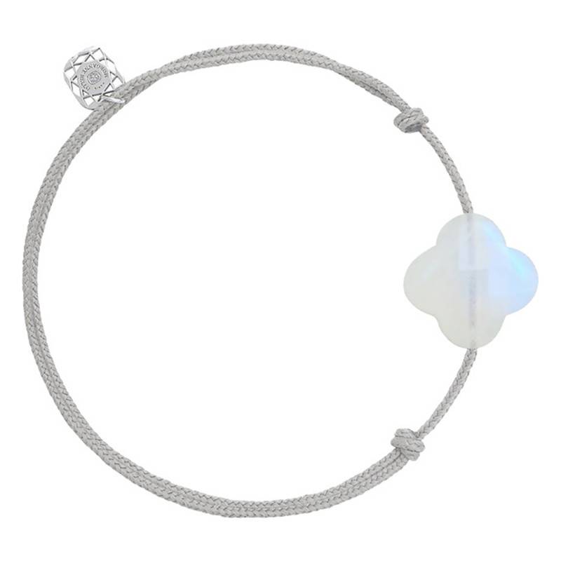 Gray Cord Rainbow Moonstone Clover Bracelet - Morganne Bello