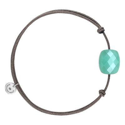 Bracelet Cordon Taupe Coussin Amazonite - Morganne Bello