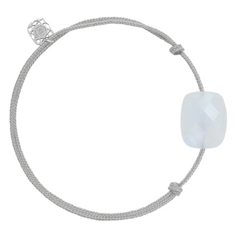 Gray Cord & Rainbow Moonstone Cushion Bracelet, Adjustable - Morganne Bello