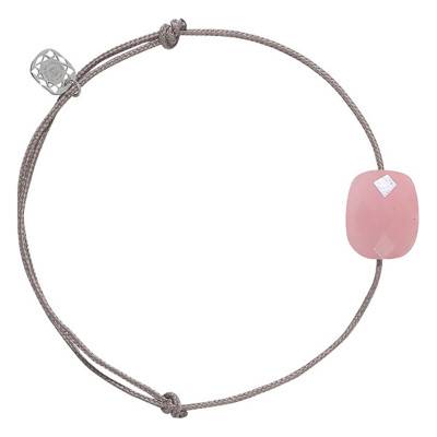 Bracelet Cordon Taupe Coussin Guava Quartz - Morganne Bello