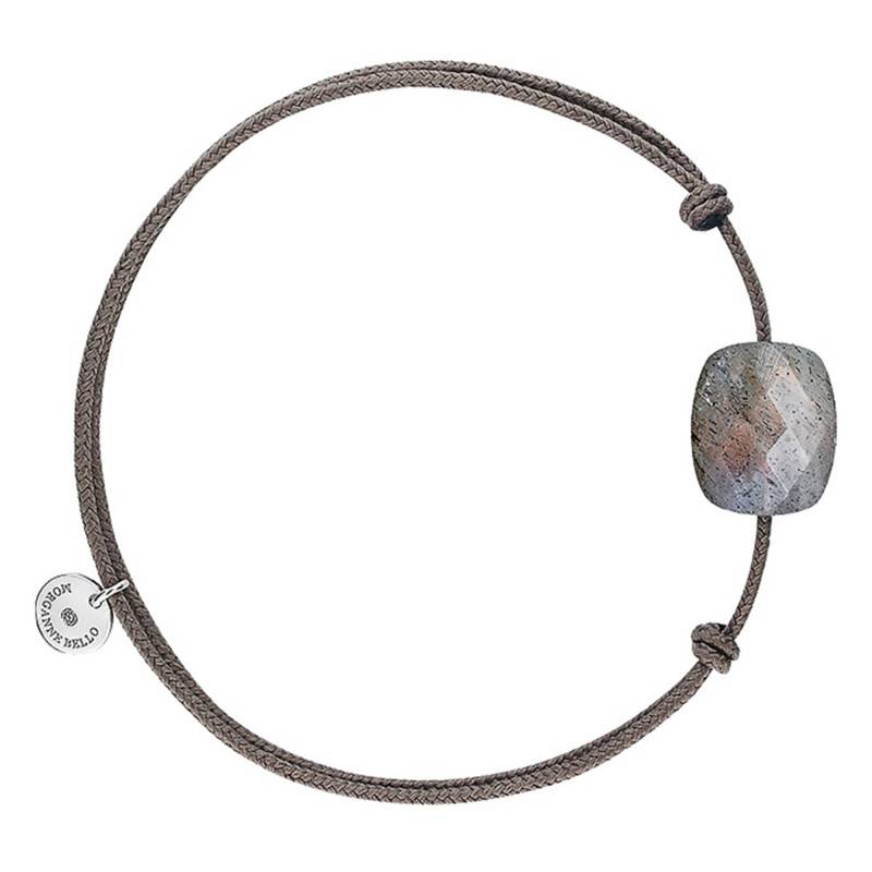 Taupe Cord & Labradorite Cushion Bracelet, Adjustable - Morganne Bello