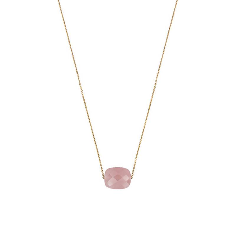Yellow 750/1000 Gold & Cushion Guava Quartz Necklace, Adjustable Length 42 cm - Morganne Bello