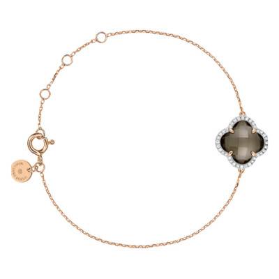 750/1000 Rose Gold, Smoky Quartz & Diamond Bracelet, Adjustable Length 17 cm - Morganne Bello