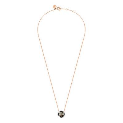 750/1000 Rose Gold, Smoky Quartz & Diamond Necklace, Adjustable Length 42 cm - Morganne Bello