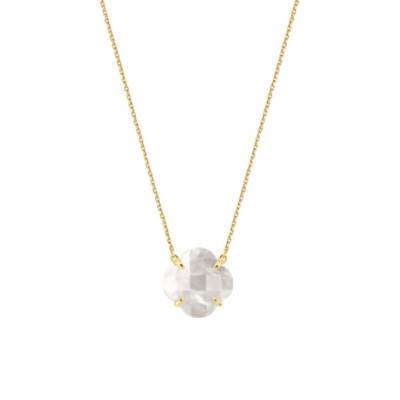Victoria 750/1000 Yellow Gold & White Mother-of-Pearl Necklace, Adjustable Length 42 cm - Morganne Bello