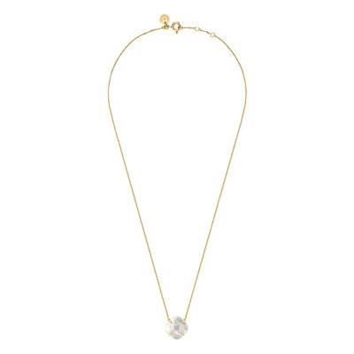 Victoria 750/1000 Yellow Gold & White Mother-of-Pearl Necklace, Adjustable Length 42 cm - Morganne Bello