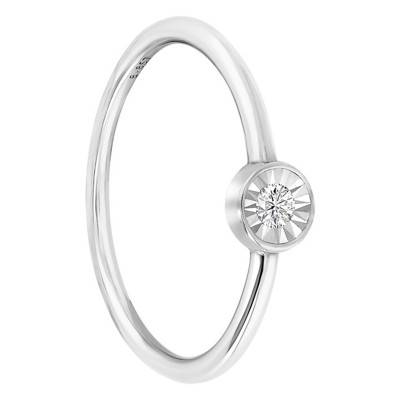750 White Gold and 925 Silver Solitaire Ring & Diamond - My Little Diamond