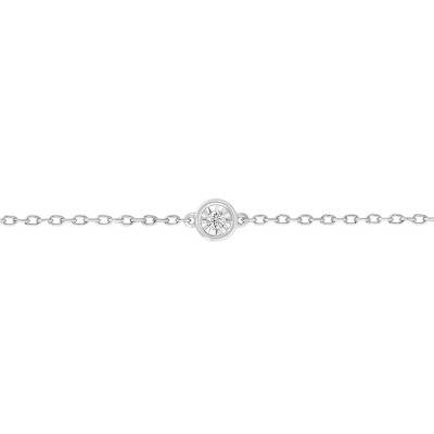 "750/1000 White Gold and 925/1000 Silver & Diamond Bracelet, Length 14 cm to 16 cm" - My Little Diamond