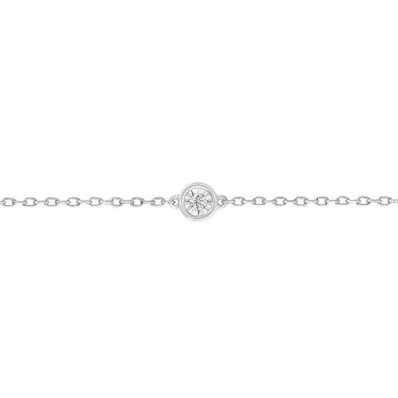 "750/1000 White Gold and 925/1000 Silver & Diamond Bracelet, Length 14 cm to 16 cm" - My Little Diamond