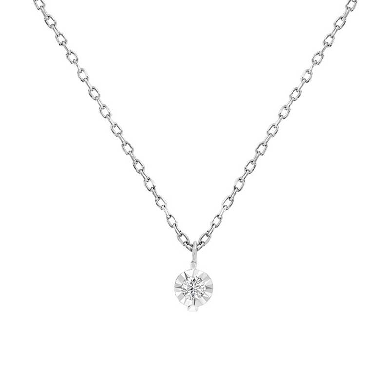925 Silver and 750 White Gold Necklace & 0.4 ct Diamond, Length 39 cm to 41 cm - My Little Diamond