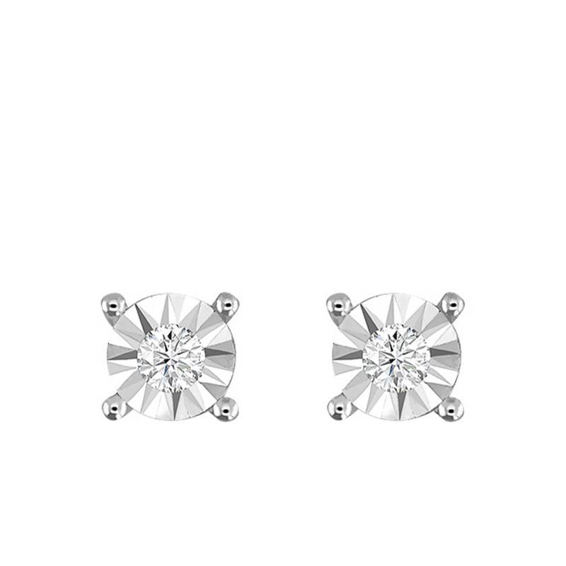 925 Sterling Silver & 750/1000 White Gold Diamond Stud Earrings 0,04 ct - My Little Diamond