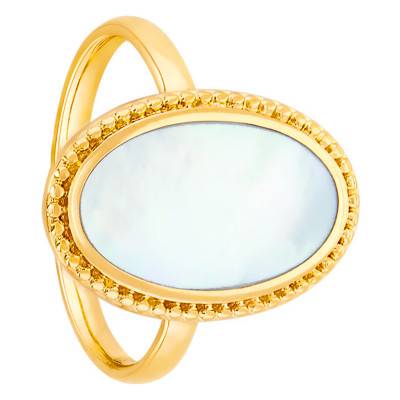 Bague Ovale nacre plaqué or - Naïades