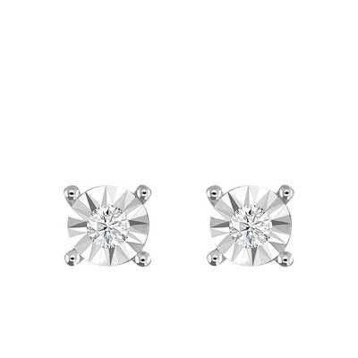 925 Sterling Silver & 750/1000 White Gold Diamond Stud Earrings 0,02 ct - My Little Diamond