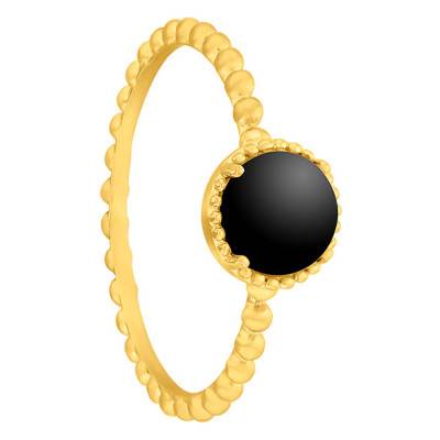 Perla Yellow Gold-Plated & Black Agate Ring - Naïades