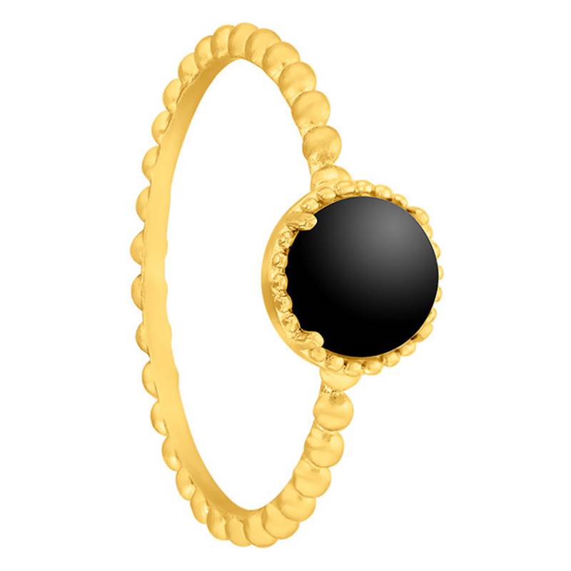 Perla Yellow Gold-Plated & Black Agate Ring - Naïades