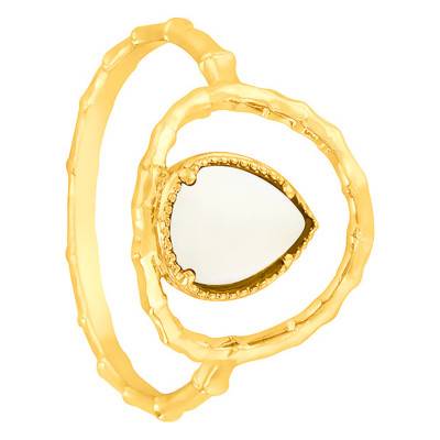 Bague plaqué or et pierre de lune - Naïades