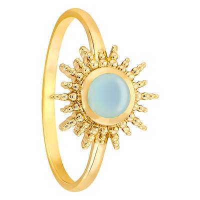 Bague Soleil agate bleue plaqué or - Naïades