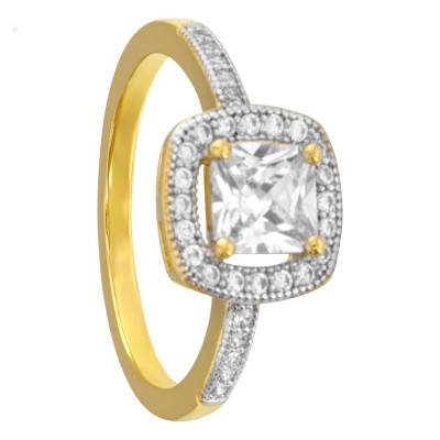 Bague Solitaire Oxyde de Zirconium, Plaqué Or - Naïades