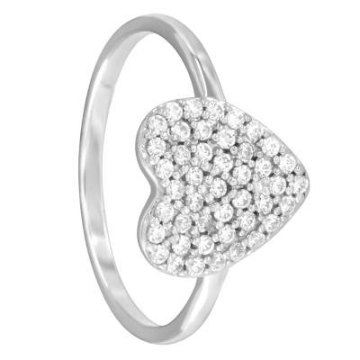 Bague Cœur & Oxydes de Zirconium, Argent - Naïades