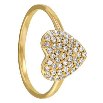 Bague Coeur Pierre Oxydes de Zirconium, Plaqué Or - Naïades