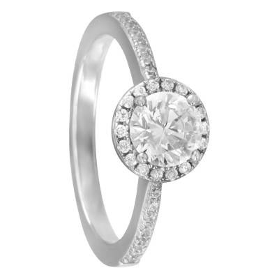 Bague Halo Oxyde de Zirconium, Argent 925 Rhodié - Naïades