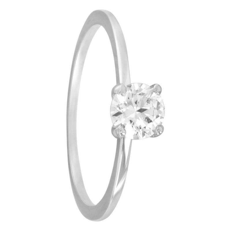 925 Rhodium-Plated Silver & Cubic Zirconia Solitaire Ring - Naïades