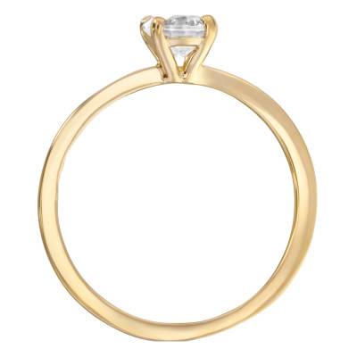 Yellow Gold-Plated & Cubic Zirconia Solitaire Ring - Naïades