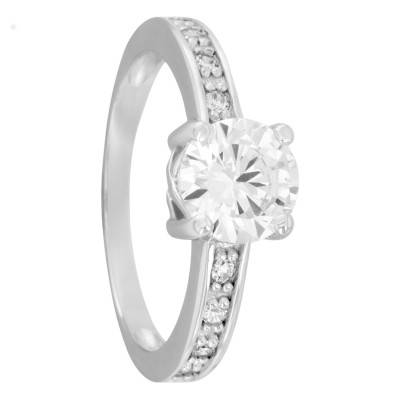 Bague Serti d'Oxyde de Zirconium, Argent 925 Rhodié - Naïades