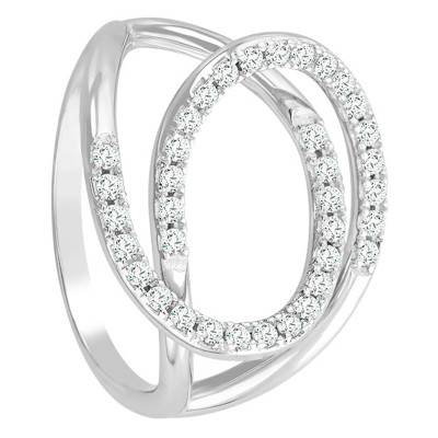 925 Silver & Cubic Zirconia Double Circle Ring - Naïades