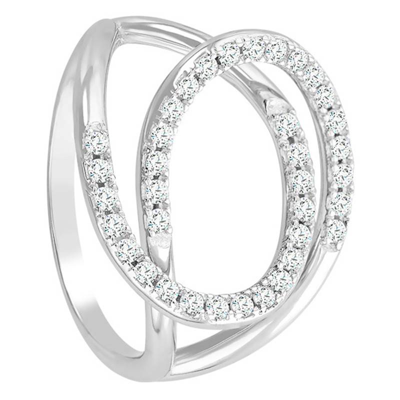 925 Silver & Cubic Zirconia Double Circle Ring - Naïades