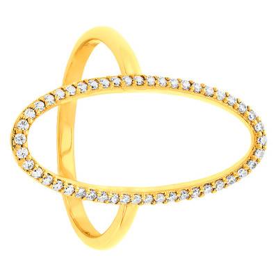 Bague ovale zircon creux plaqué or - Naïades